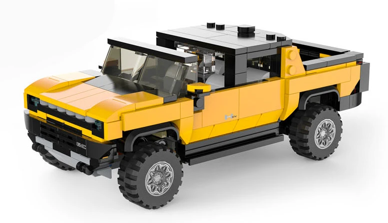 Techniniai konstruktoriaus blokeliai 1:30 Hummer EV geltoni