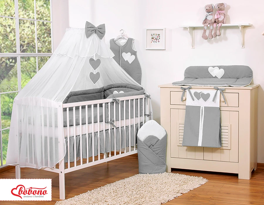 Tinklelis nuo uodų iš šifono Hanging Hearts, antracito spalvos