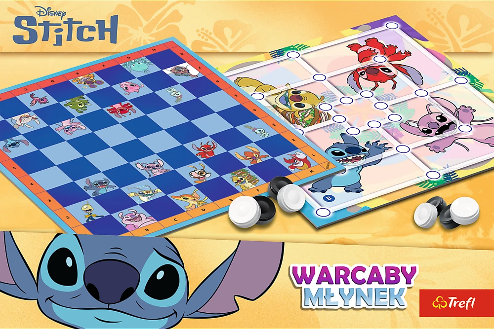 TREFL 02799 Šaškių žaidimas ir Lilo & Stitch šlifuoklis