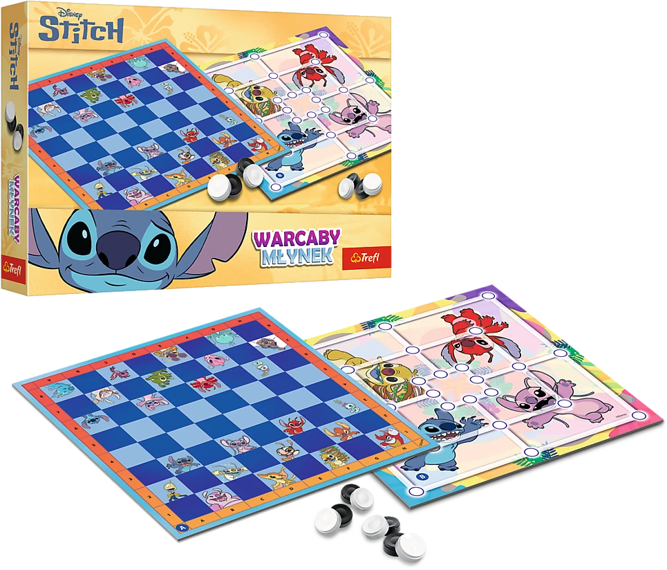 TREFL 02799 Šaškių žaidimas ir Lilo & Stitch šlifuoklis