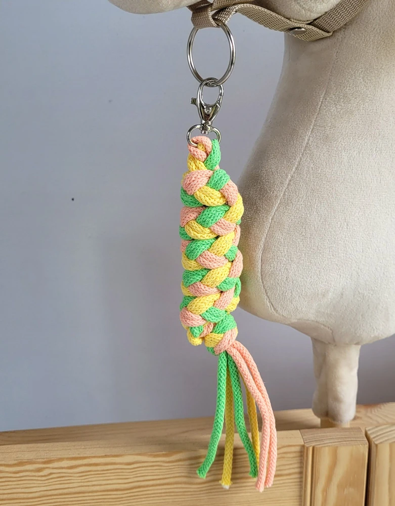 Super Hobby Horse Pavadėlis hobi arkliukui, dvigubas, šviesiai žalias/geltonas/persikinis