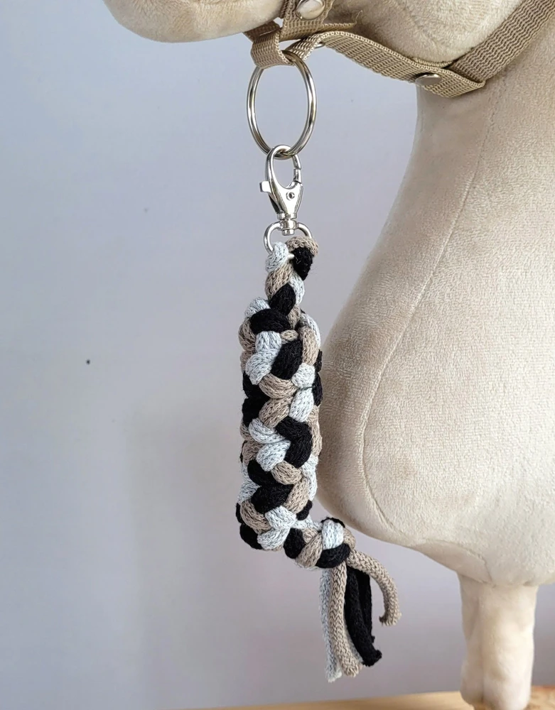 Super Hobby Horse Pavadėlis hobi arkliukui, dvigubas – pilkas/rudas/juodas