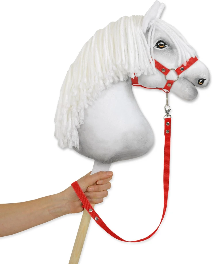 Super Hobby Horse Hobby horsingo pavadėlis iš juostinio diržo – raudonas