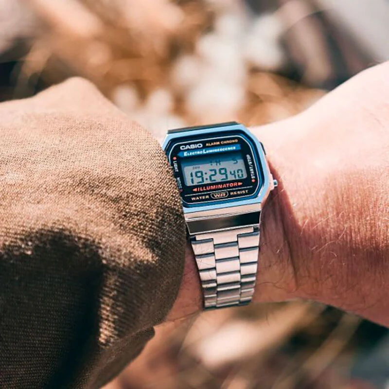 UNISEX CASIO A168WA-1W LAIKRODIS – VINTAGE + DĖŽUTĖ