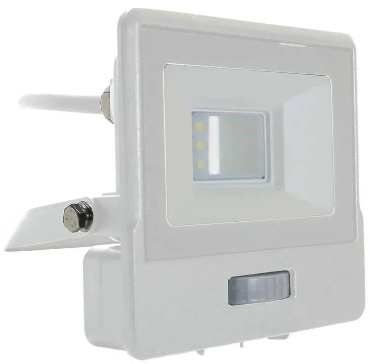 10W LED prožektorius V-TAC, baltu korpusu, 4000K, su judesio davikliu