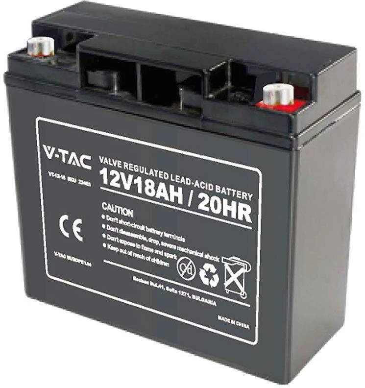 V-TAC 12V 18Ah gelio akumuliatorius, 5 metai garantija