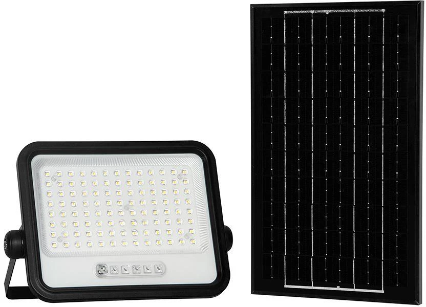 200W LED prožektorius su saulės baterija, juodas, 2000-8000K, dimeriuojamas