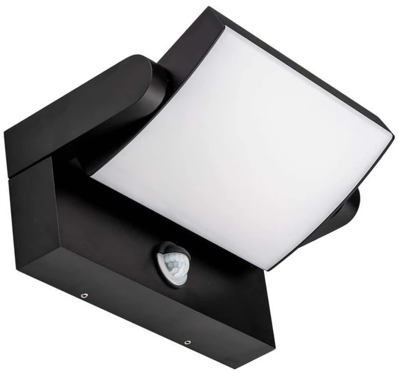 V-tac 17W LED sieninis lauko šviestuvas, juodas, 3000K, IP65, su judesio davikliu