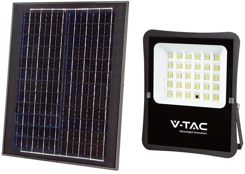 V-tac 20W LED prožektorius su saulės baterija, juodas, 4000K