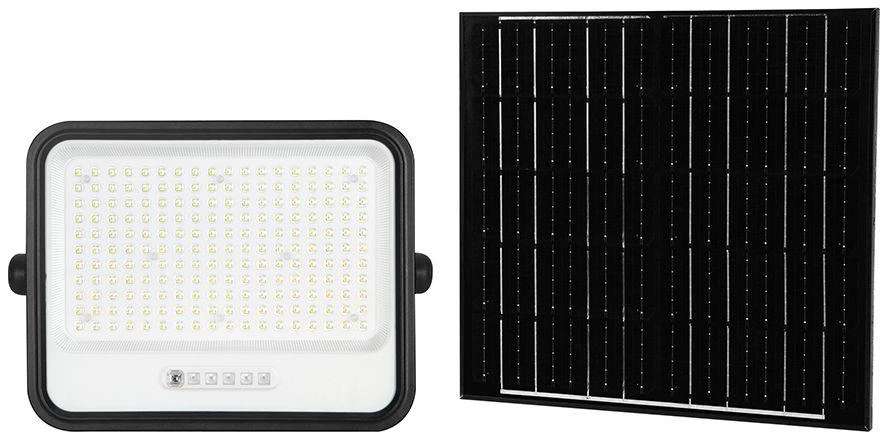 400W LED prožektorius su saulės baterija, juodas, 2000-8000K, dimeriuojamas