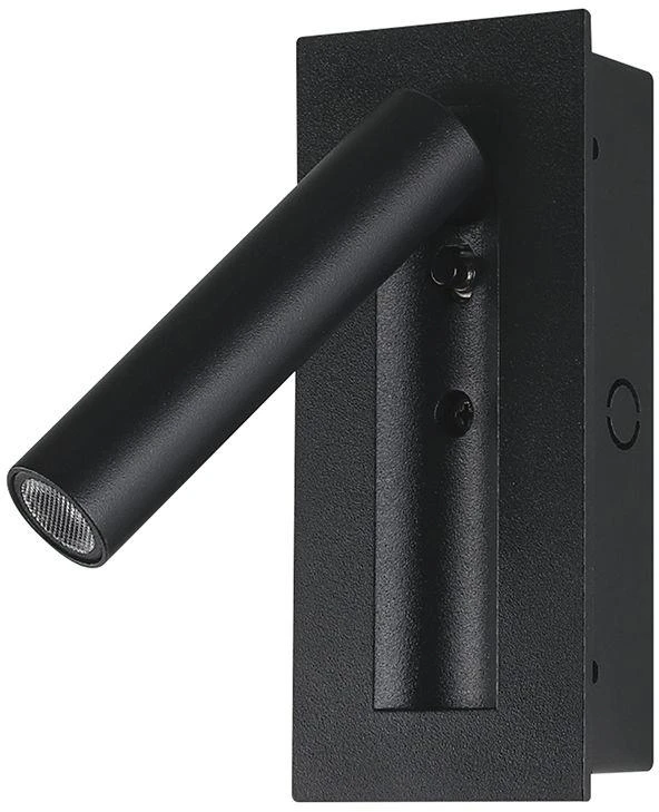 V-tac 2W LED įleidžiamo montavimo sieninis šviestuvas, juodas, 3000K, CREE LED chip