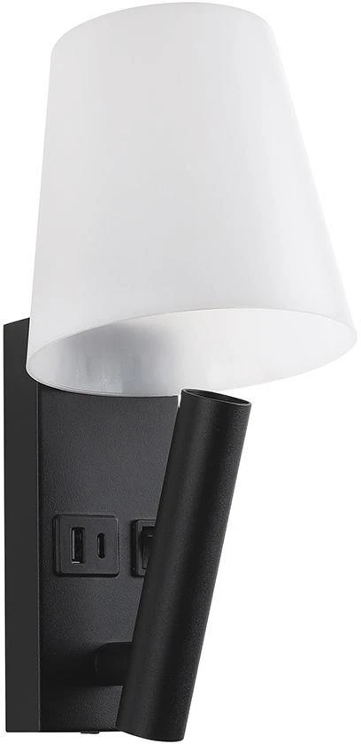 V-tac 2W LED sieninis šviestuvas, juodos/baltos sp., 3000K, CREE LED chip, su USB/PD jungtimi