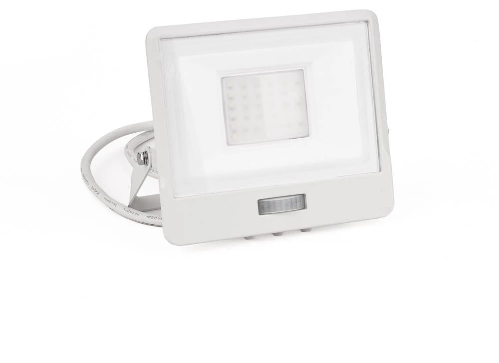 Samsung 30W LED prožektorius V-TAC, baltu korpusu, 4000K, su judesio davikliu