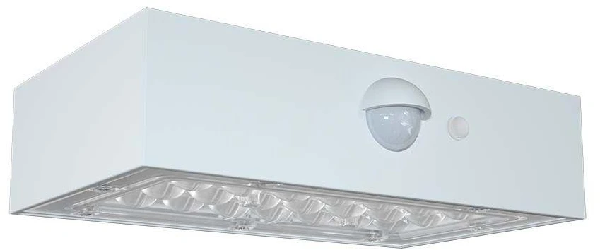 Sieninis šviestuvas V-tac 3W LED paviršinis šviestuvas su saulės baterija ir judesio davikliu, baltas, 3000/4000K