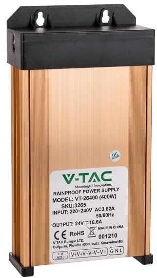 400W Maitinimo šaltinis 24V V-TAC, IP45, 16,6A