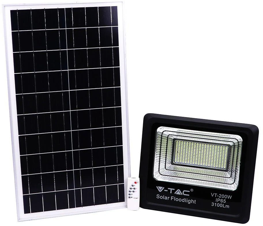 V-tac 40W LED prožektorius su saulės baterija, juodas, 6000K