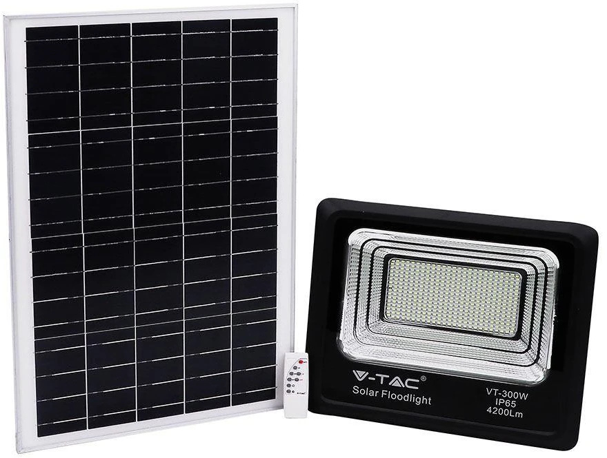 V-tac 50W LED prožektorius su saulės baterija, juodas, 4000K