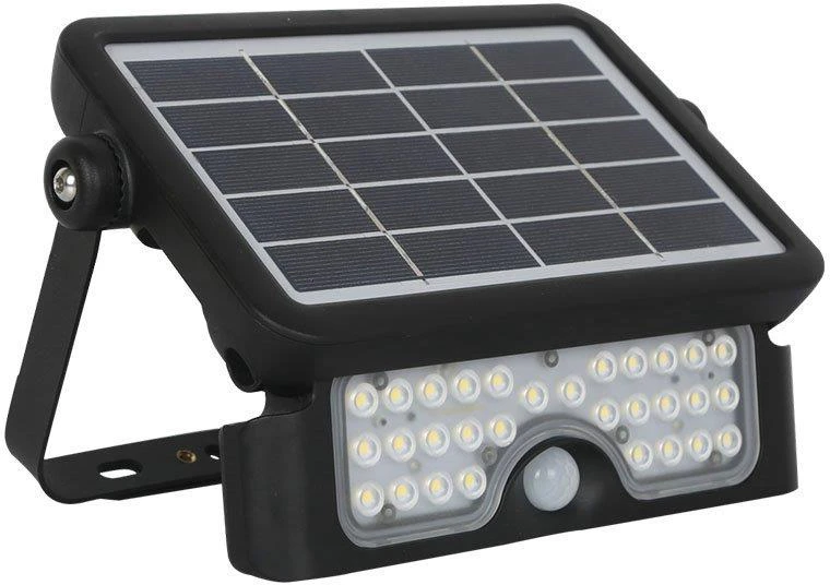 5W LED prožektorius V-TAC, 4000K (natūraliai balta), juodas, su saulės baterija