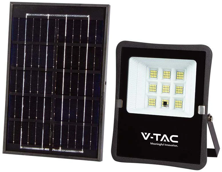 V-tac 6W LED prožektorius su saulės baterija, juodas, 6400K