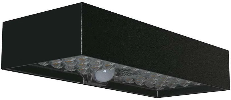 Sieninis šviestuvas V-tac 6W LED sieninis lauko šviestuvas su saulės baterija ir judesio davikliu, juodas, 4000K, IP65
