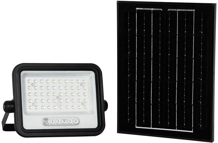 100W LED prožektorius su saulės baterija, juodas, 2000-8000K, dimeriuojamas