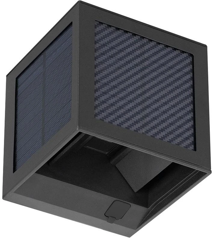 Sieninis šviestuvas 9W LED sieninis įkraunamas šviestuvas su saulės baterija ir judesio davikliu, juodas, 3000/4000/6000K, IP65