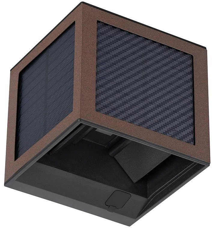 Sieninis šviestuvas 9W LED sieninis įkraunamas šviestuvas su saulės baterija ir judesio davikliu, rudas, 3000/4000/6000K, IP65