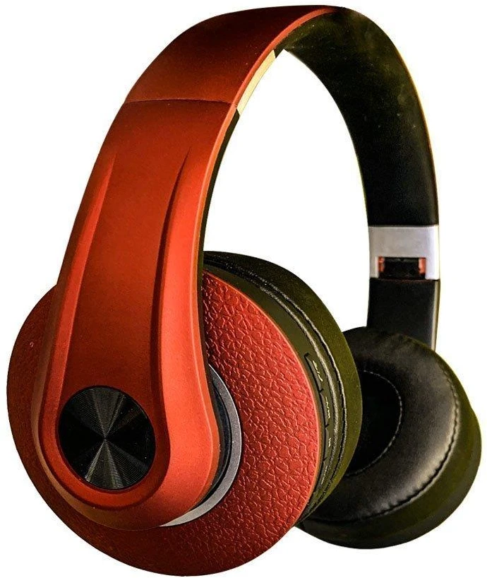 Bluetooth ausinės V-TAC, reguliuojamu lankeliu, raudonos spalvos.