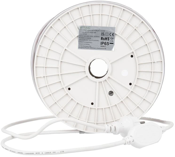 V-tac 12,5W/m LED juosta, 220V, 4000K, IP65, 50m ritė