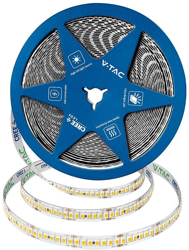 V-tac 18W/m LED juosta, 238LED/m, 24V, 6500K, IP20, CREE LED chip, 10 metrų ritė