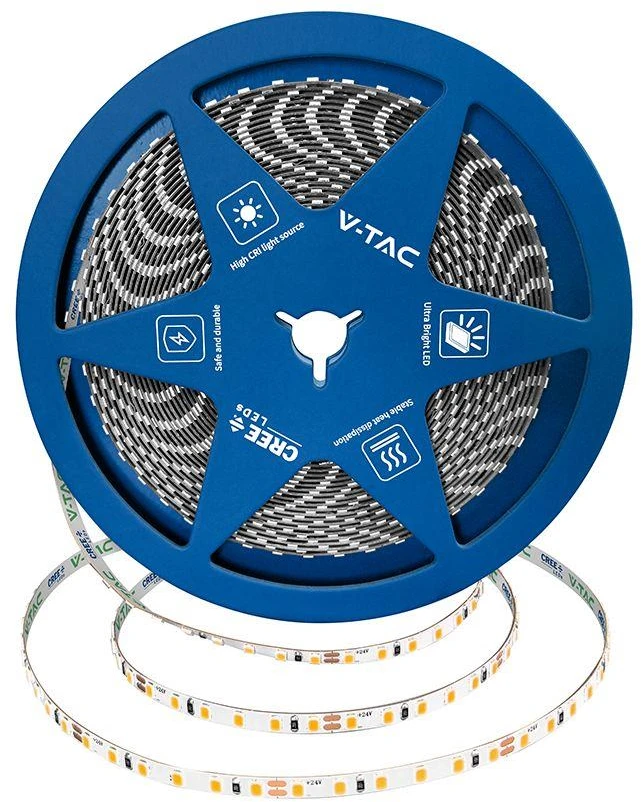 8W/m LED juosta, 120LED/m, 24V, 6500K, IP20, CREE LED chip, 10 metrų ritė