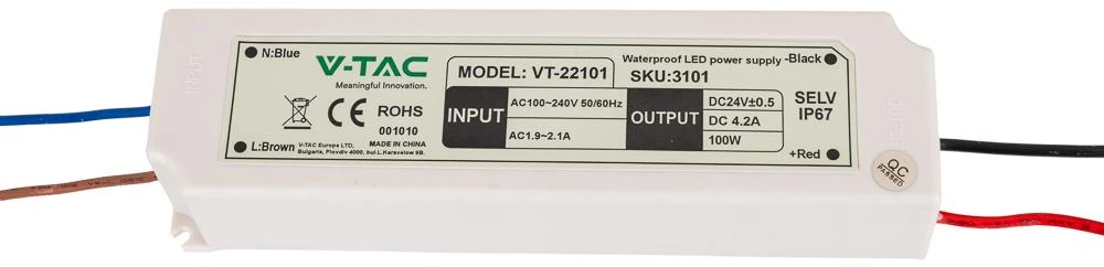 V-tac 100W maitinimo šaltinis 24V, IP65