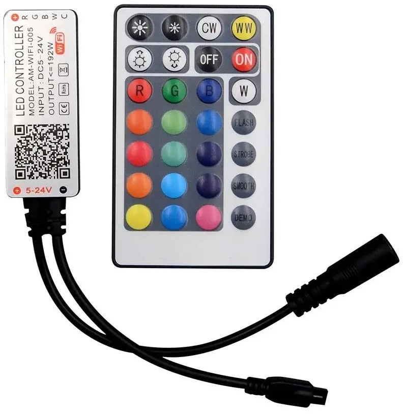 V-tac Wifi valdiklis su nuotolinio valdymo pultu, skirtas 3in1+RGB LED juostai, 28 mygtukai