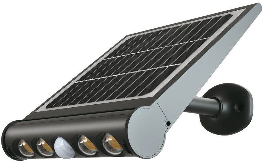 V-tac 8W LED universalus šviestuvas, su saulės baterija ir judesio davikliu, juodas, 4000K