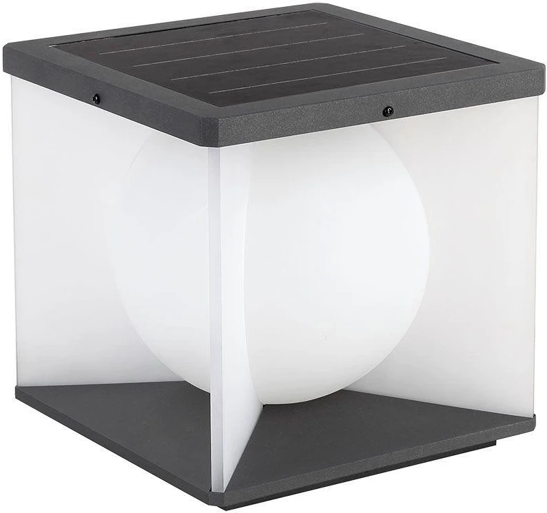 V-tac 3W LED įkraunamas lauko šviestuvas su saulės baterija, juodos/baltos sp., 3000K, IP65