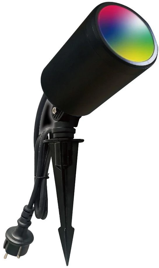 V-tac 7W LED įsmeigiamas šviestuvas, juodas, suderinamas su AMAZON ALEXA ir GOOGLE HOME, 3000-6500K/RGB