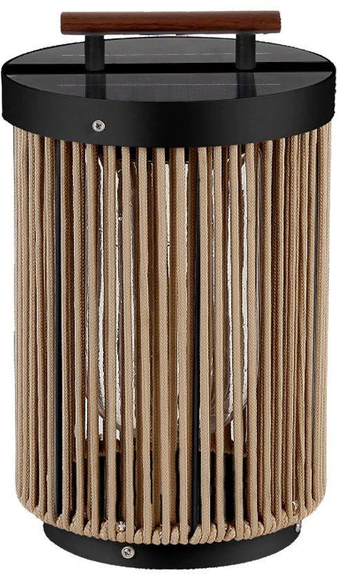 V-tac 2,4W LED įkraunamas lauko šviestuvas su saulės baterija, juodos/medžio sp., 3000K, IP65