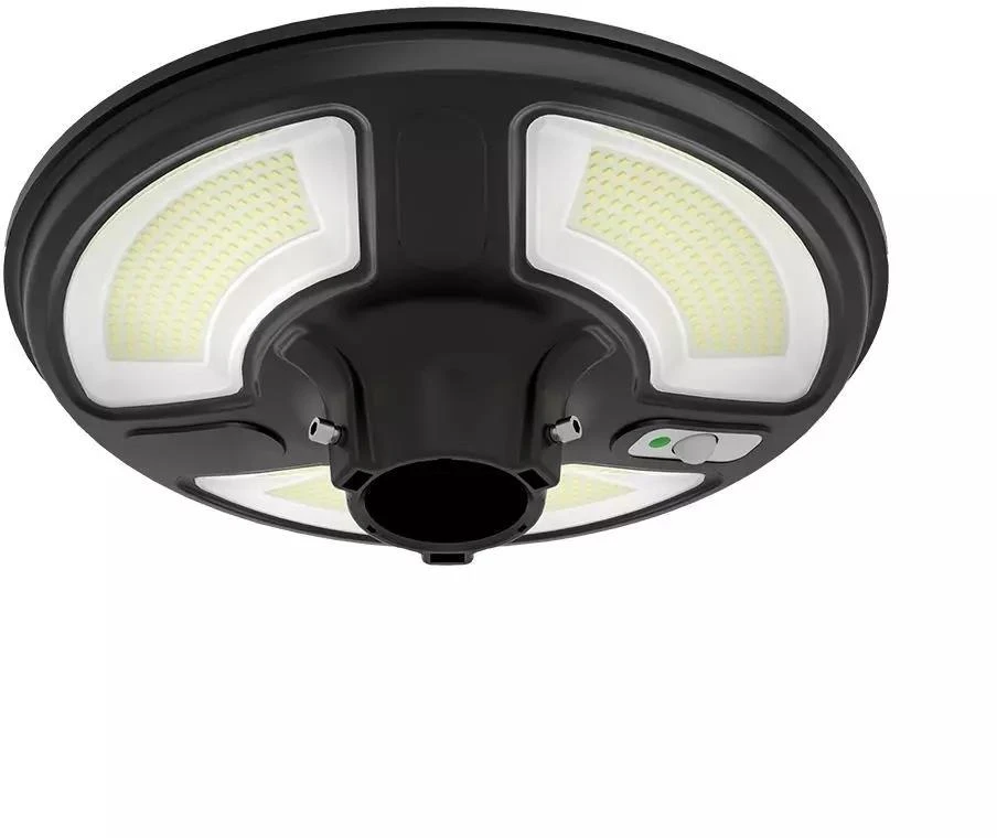 V-tac 7,5W sodo šviestuvas su judesio davikliu, 4000K, IP65, su 15W saulės baterija, juodas. Valdomas RF, su laikmačiu.