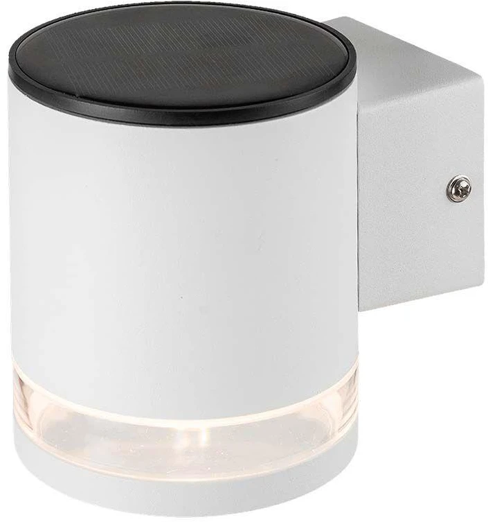 Sieninis šviestuvas V-tac 1W LED sieninis lauko šviestuvas su saulės baterija, baltas, 3000K, IP54