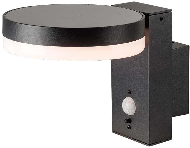Sieninis šviestuvas V-tac 5,5W LED sieninis lauko šviestuvas su saulės baterija ir judesio davikliu, juodas, 3000K, IP54