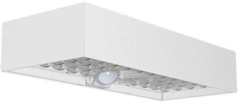 Sieninis šviestuvas V-tac 6W LED sieninis lauko šviestuvas su saulės baterija ir judesio davikliu, baltas, 4000K, IP65