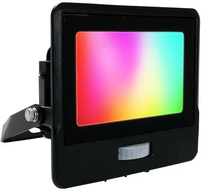 V-tac 20W LED prožektorius su judesio davikliu, juodas, suderinamas su AMAZON ALEXA ir GOOGLE HOME, 3000-6500K/RGB