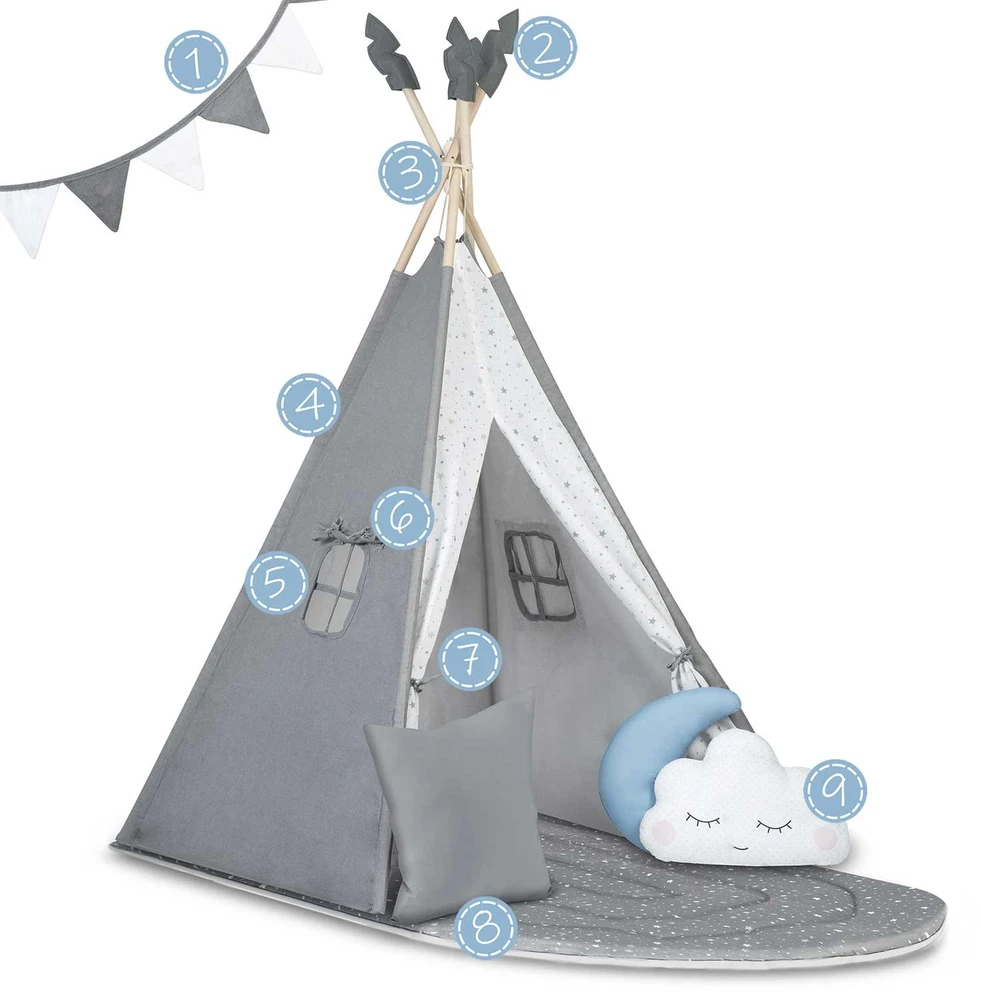 Palapinė tipi vaikams NK-406 Nukido - pilka