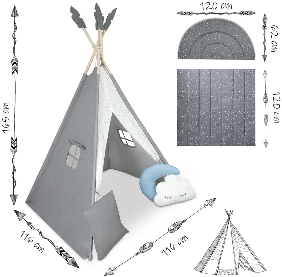 Palapinė tipi vaikams NK-406 Nukido - pilka