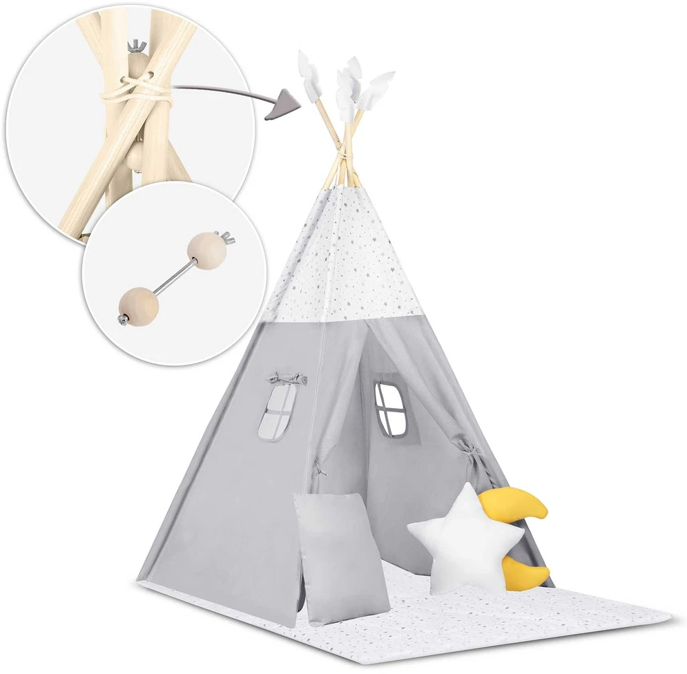 NK-406 Nukido vaikiška tipi palapinė - šviesiai pilka
