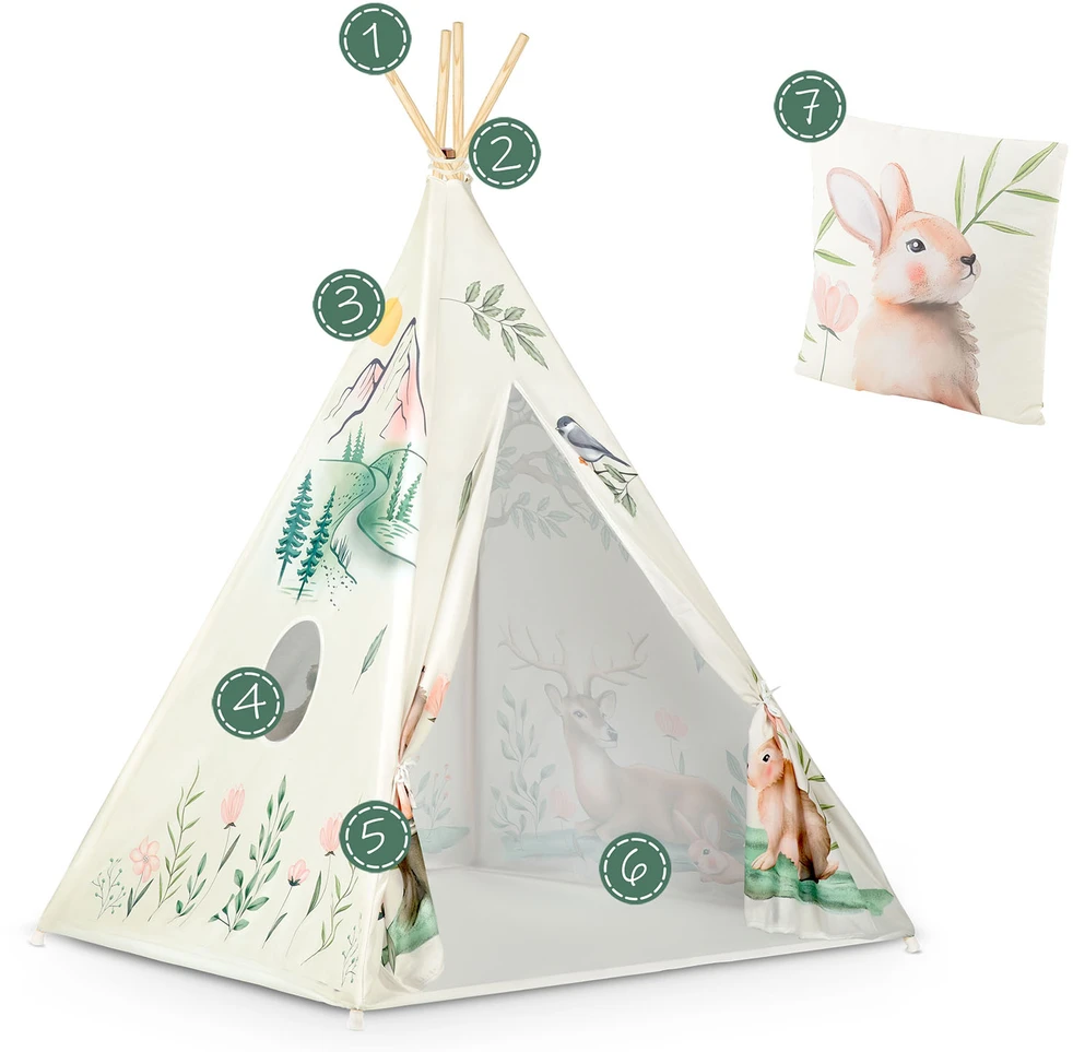 Nukido tipi palapinė vaikams - smėlio spalvos