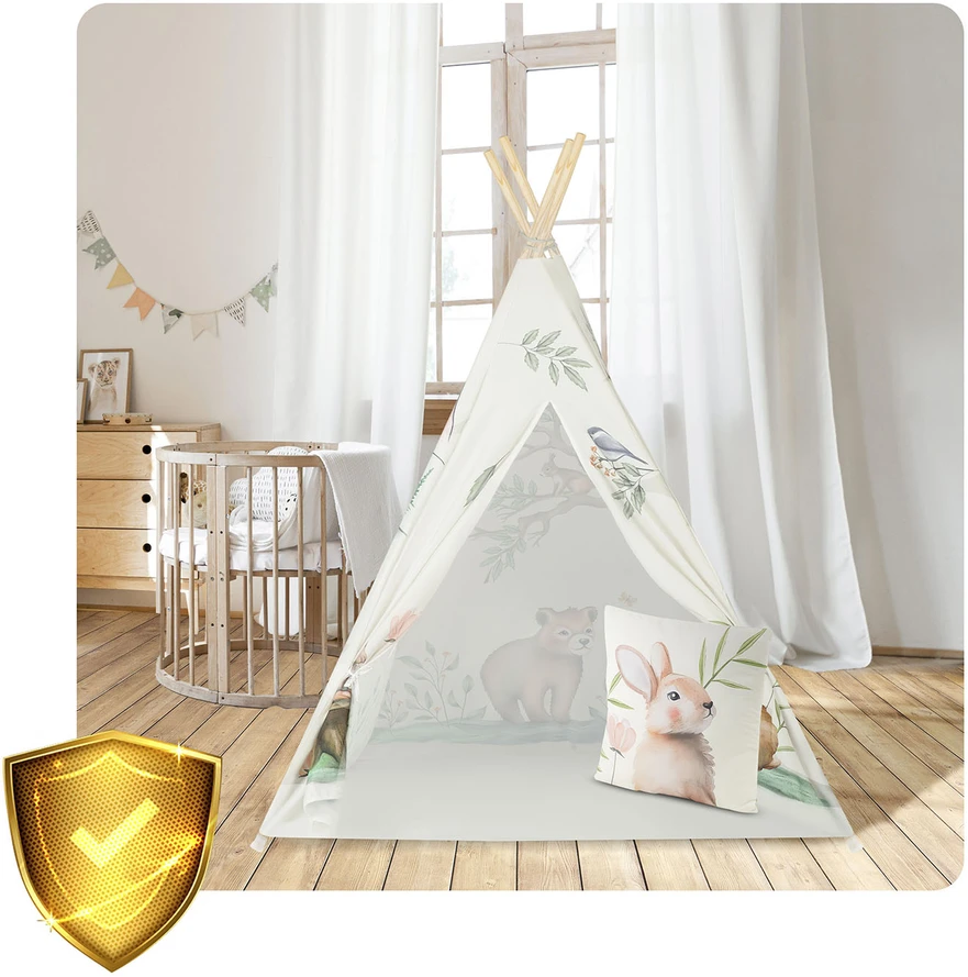 Nukido tipi palapinė vaikams - smėlio spalvos