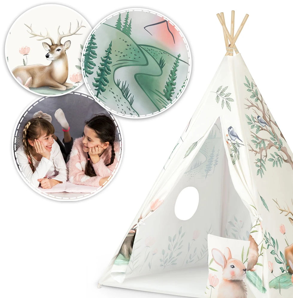 Nukido tipi palapinė vaikams - smėlio spalvos
