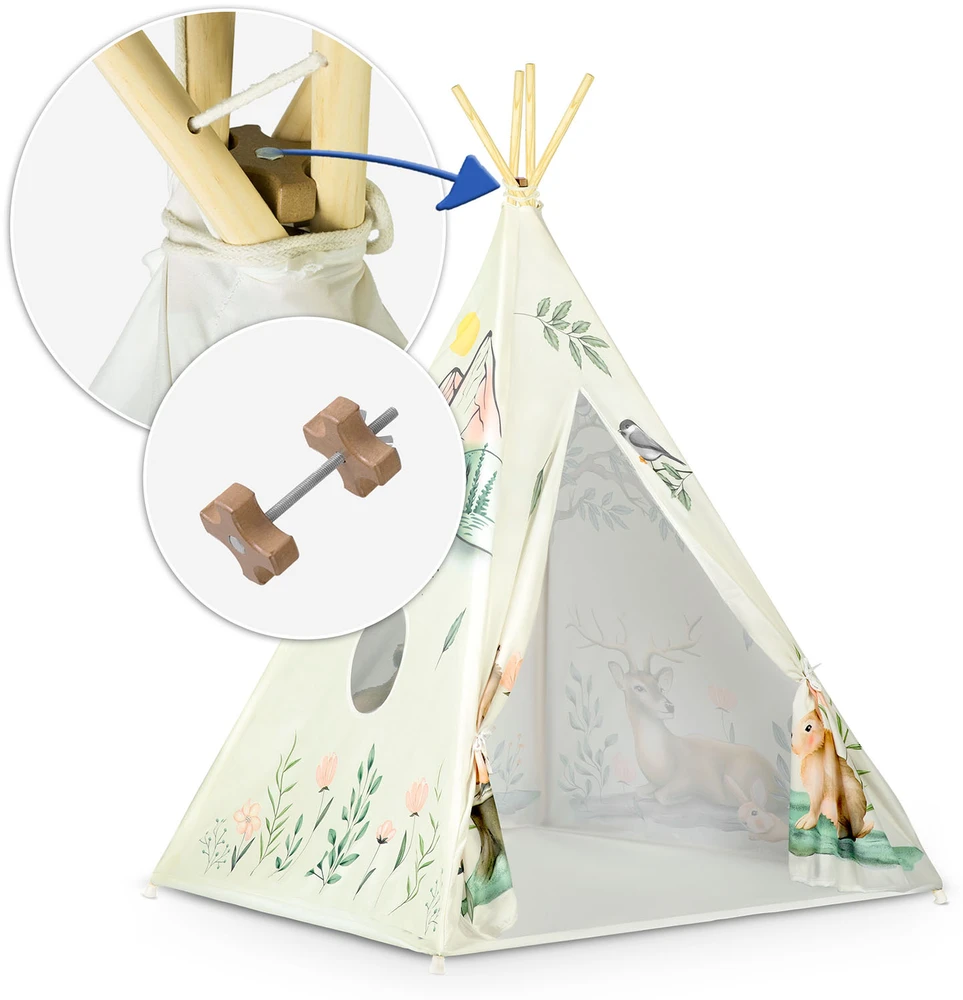Nukido tipi palapinė vaikams - smėlio spalvos
