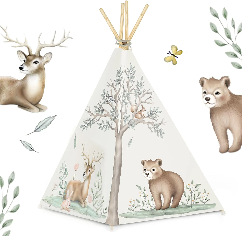 Nukido tipi palapinė vaikams - smėlio spalvos